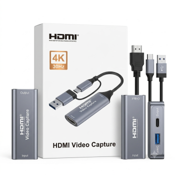 4K HDMI Video Capture Card (USB 3.0 & Type-C Dual Output) – 4K@30Hz Input / 1080P@60Hz Recording Card for Live Streaming, Gaming & DSLR Camera