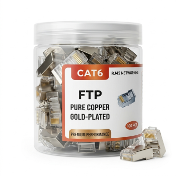 CAT6 FTP RJ45 Network Metal Connector 100 pcs – Gold-Plated | Shielded | 8P8C Modular Plug