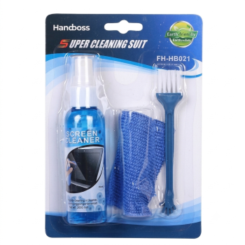 Handboss Universal 3-in-1 Screen Cleaning Kit (FH-HB021) – Cleaner Spray + Microfiber Cloth + Soft Dusting Brush for Laptop, Monitor & Mobile