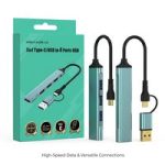 2-in-1 Type-C to USB 4-Port USB Hub – High-Speed Data Transfer | Multiple USB Connections